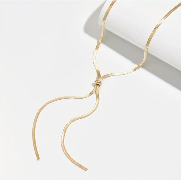 Gold Plated Lariat Necklace- Stainless Steel Adjustable Y-shaped tassel chain - Picture 4 of 10